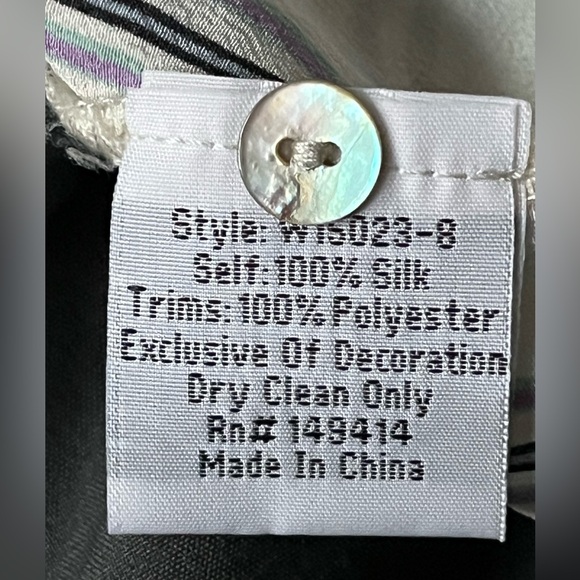 Johnny Was ARIANA BUTTON BACK striped silk shirt with zodiac embroidery size sm - Picture 14 of 16